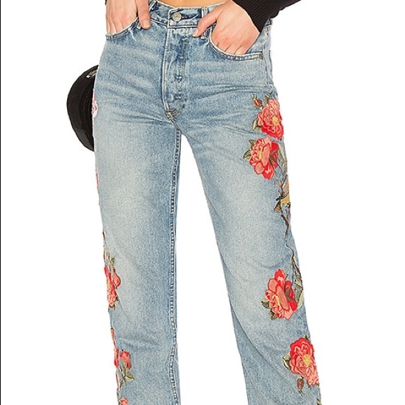 GRLFRND Denim - GRLFRND Helena embroidered jeans